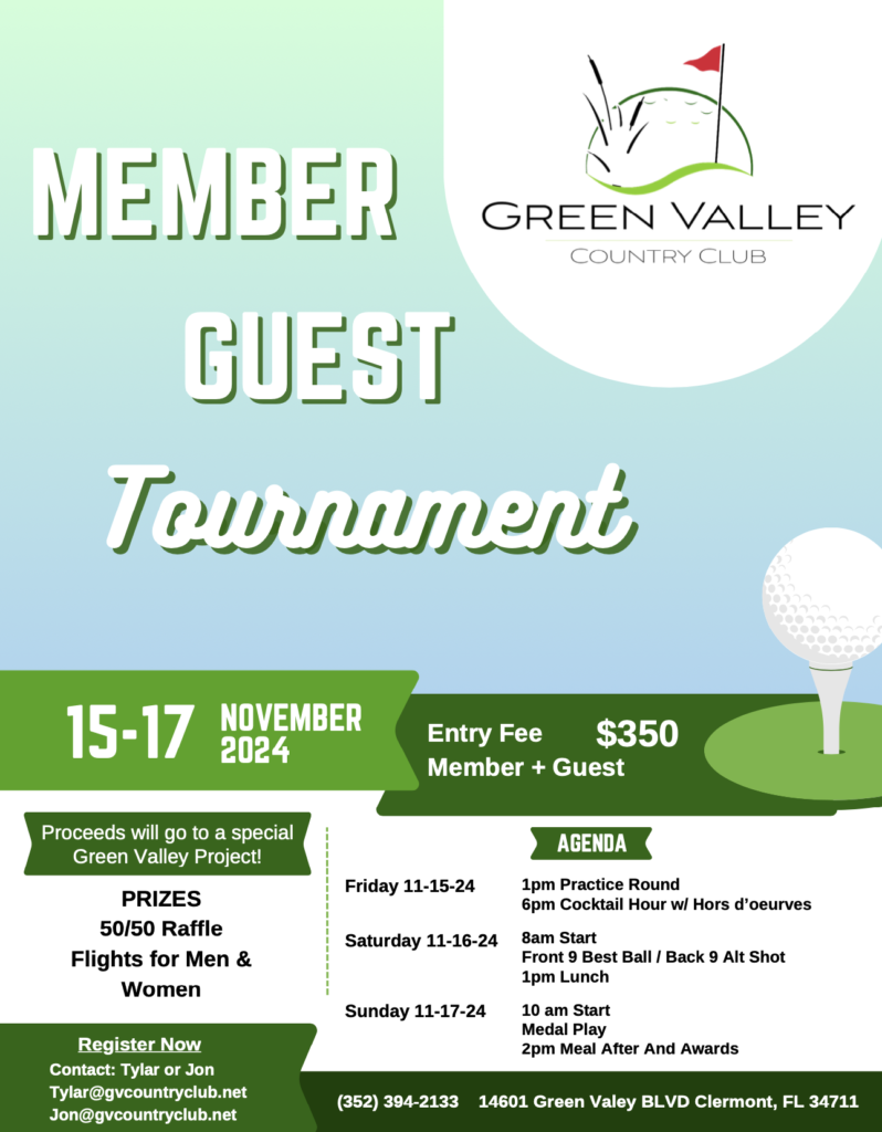 2024 Member Guest Tournament | Green Valley Country Club | GVCountryClub.net